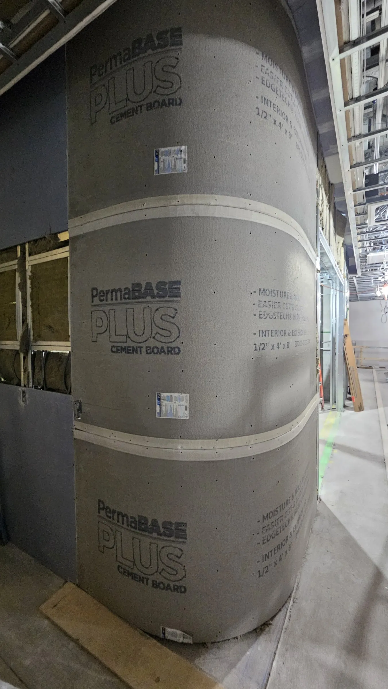 Round column wrapped in half-inch cement board